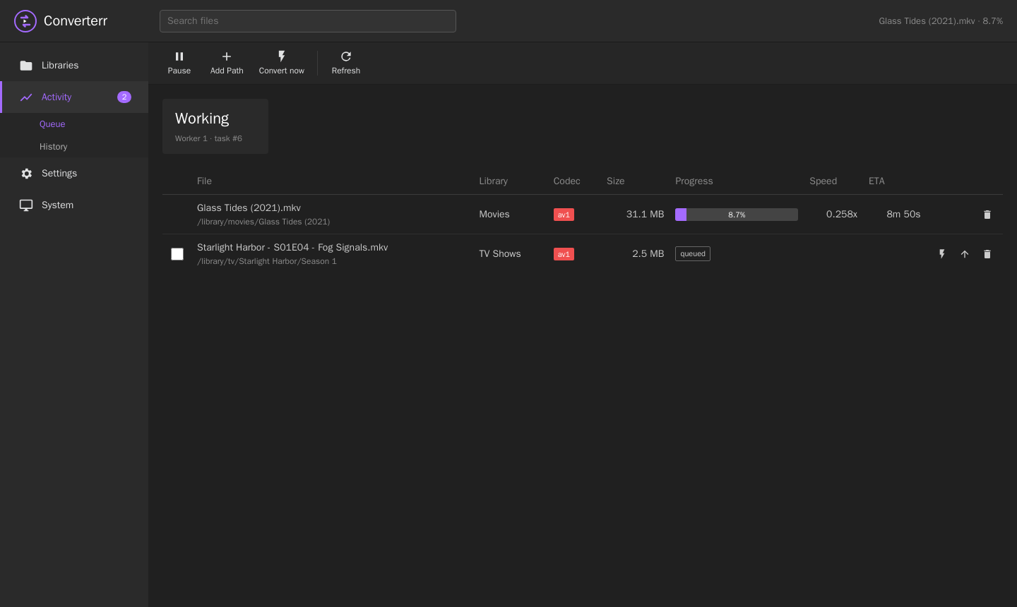 Converterr activity queue